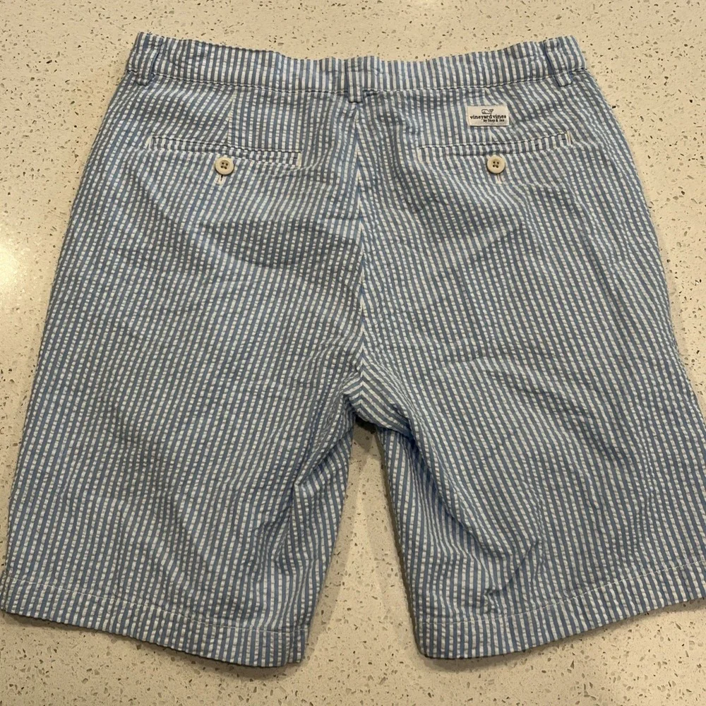 Vineyard Vines Men's Seersucker Club Shorts 32, Light Blue & White,